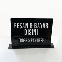 Gambar Pesan & Bayar Disini Sign Acrylic Akrilik - Sign Meja Order & Pay Here dari Unique Official Store Kab. Indramayu 1 Tokopedia