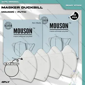 Masker DUCKBILL MOUSON 4Ply 50Pcs Warna Putih White Duckbil MEDIS