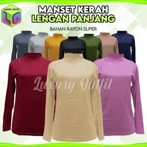 Manset Baju Lengan Panjang Leher Turtleneck Rayon Premium Manset Hitam
