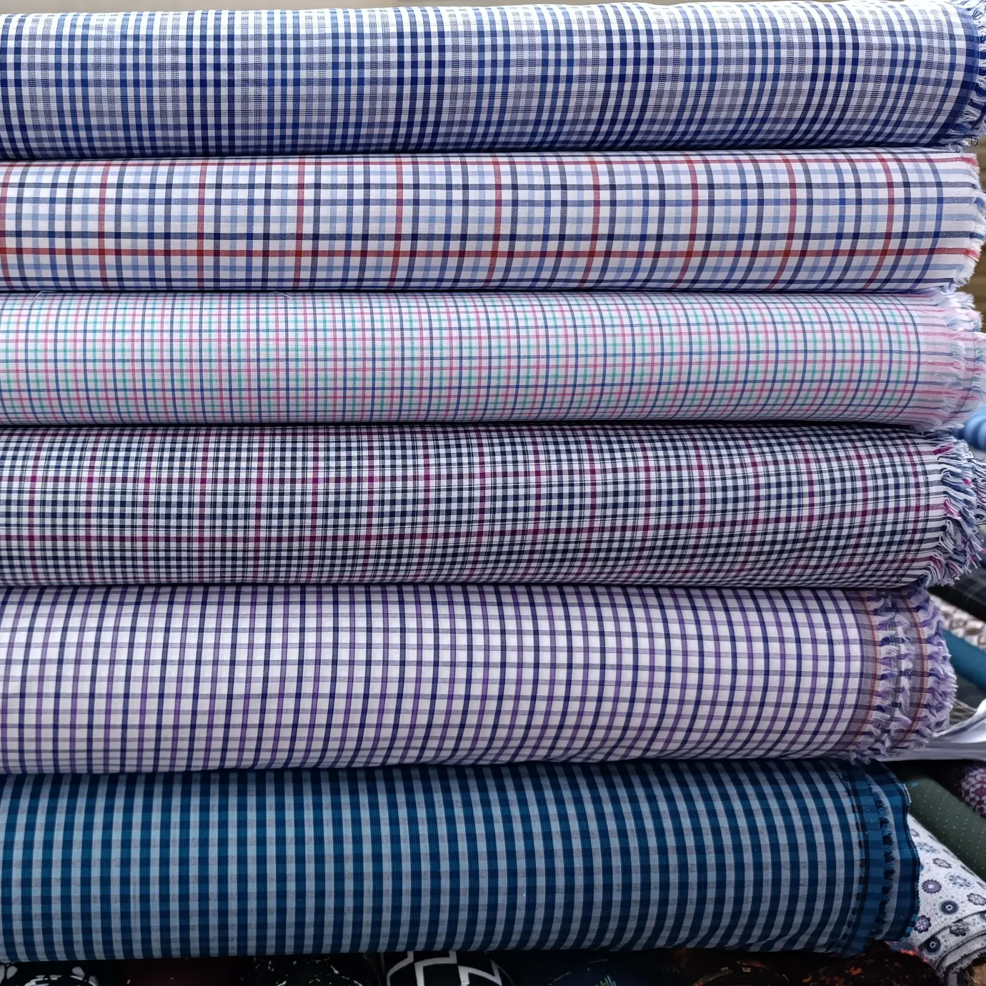 Kain katun yandet itali motif kotak-kotak/gingham bahan untuk kemeja