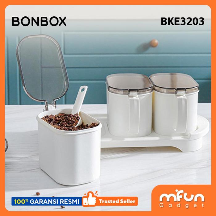 Gambar Bonbox Tempat Bumbu Dapur Garam Merica isi 3 Pcs Gratis Sendok BKE3203 dari MiFun Living Kota Denpasar Tokopedia