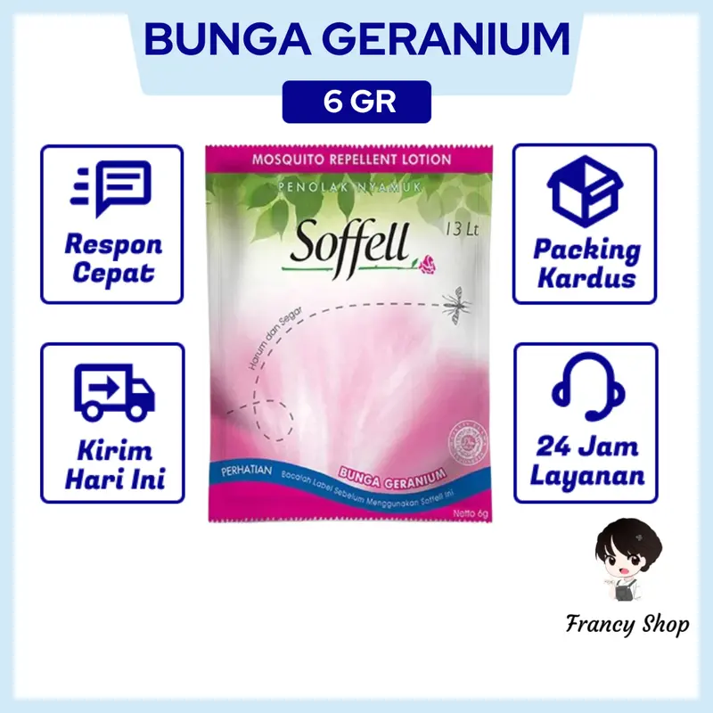 Soffell Bunga Geranium Lotion Anti Nyamuk 6 gr Sachet 0