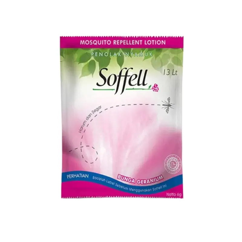 Soffell Bunga Geranium Lotion Anti Nyamuk 6 gr Sachet 1