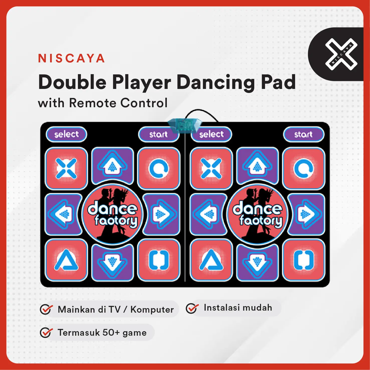 Niscaya Dancing Pad for 2 people Non Slip - Karpet Step Dance Mat DDR