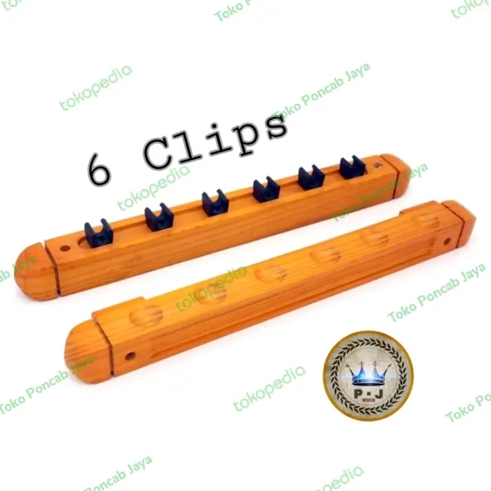 Billiard Stick Wooden Wall Rack | Rak Dinding Stik Billiard | 6 Clips 2