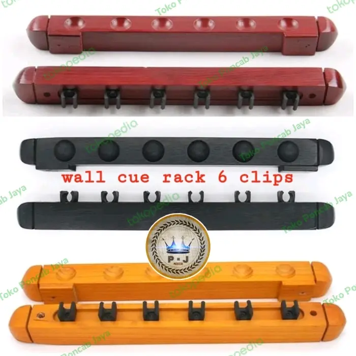 Billiard Stick Wooden Wall Rack | Rak Dinding Stik Billiard | 6 Clips 0