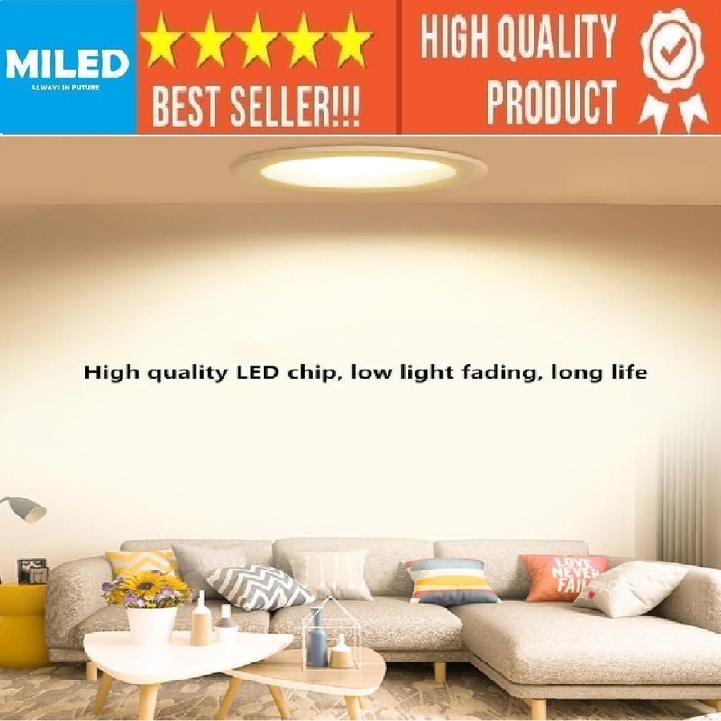 DOWNLIGHT LED BULAT RATA PLAFON 3W 6W 12W 18W CAHAYA PUTIH/KUNING- 3000K/6500K LAMPU PLAFON BULAT 2