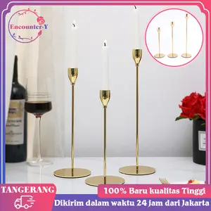 Tempat Lilin Gold 3pcs Holder Lilin Candle 24/29/33cm Candle Holder
