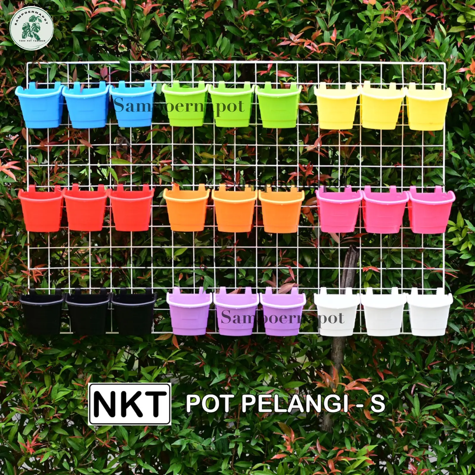 POT BUNGA TANAMAN NKT VERTICAL TEMPEL WARNA WARNI - NKT PELANGI SMALL