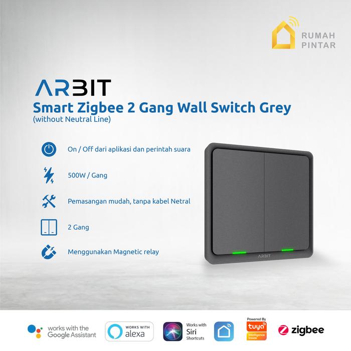 Gambar ARBIT Smart Home Zigbee Wall Switch 1 2 3 Gang Tombol Cetekan without Neutral Line Saklar Pintar  - Grey Tuya dari ARBIT Smart Home Kota Administrasi Jakarta Barat Tokopedia