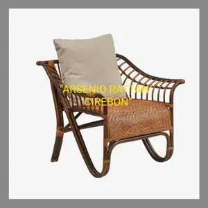 Kursi Santai Rotan Alam Anyaman Rotan Kulit Lengkap Bantalan OUTDOOR