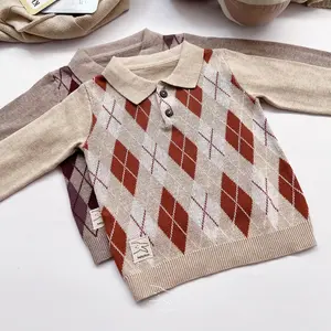 Babyboo Knitwear – Argyle Polo Baby Sweater