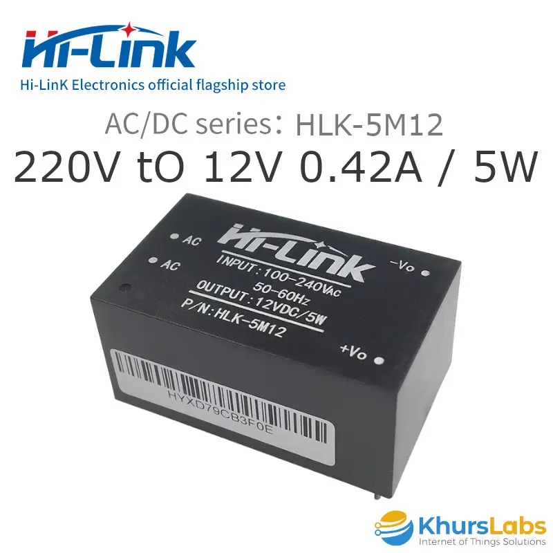 Hi-Link HLK-5M12 AC 220V to DC 12V 5 Watt 0.42A Hilink Power Supply
