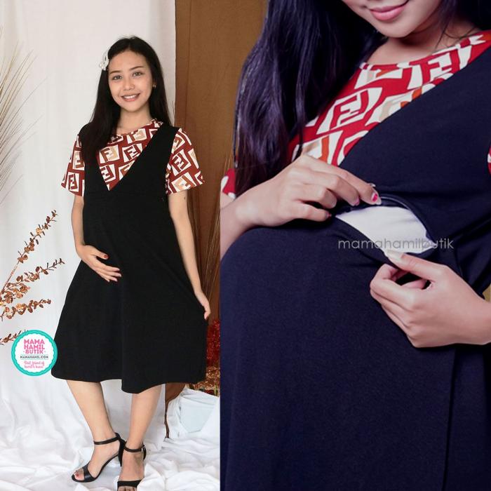 Gambar Dress Ibu Hamil Menyusui Lemonskin Modern Vendiana Dress - DRO 946 dari MamaHamil Butik Kota Surabaya Tokopedia