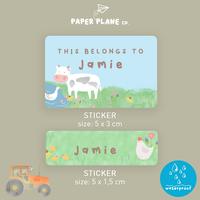 Gambar Sticker Label Nama Anak Tema "Farm" Tahan Air Anti Luntur Custom dari Paper Plane Co Kota Administrasi Jakarta Barat 1 Tokopedia