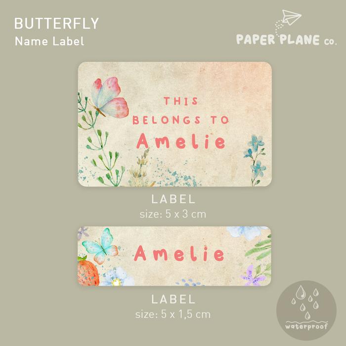 Gambar Sticker Label Nama "Butterfly Garden" Tahan Air Anti Luntur dari Paper Plane Co Kota Administrasi Jakarta Barat Tokopedia