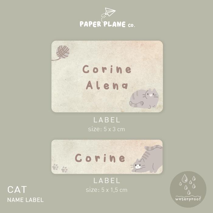Gambar Sticker Label Nama Tema "Cat" Tahan Air Anti Luntur dari Paper Plane Co Kota Administrasi Jakarta Barat Tokopedia