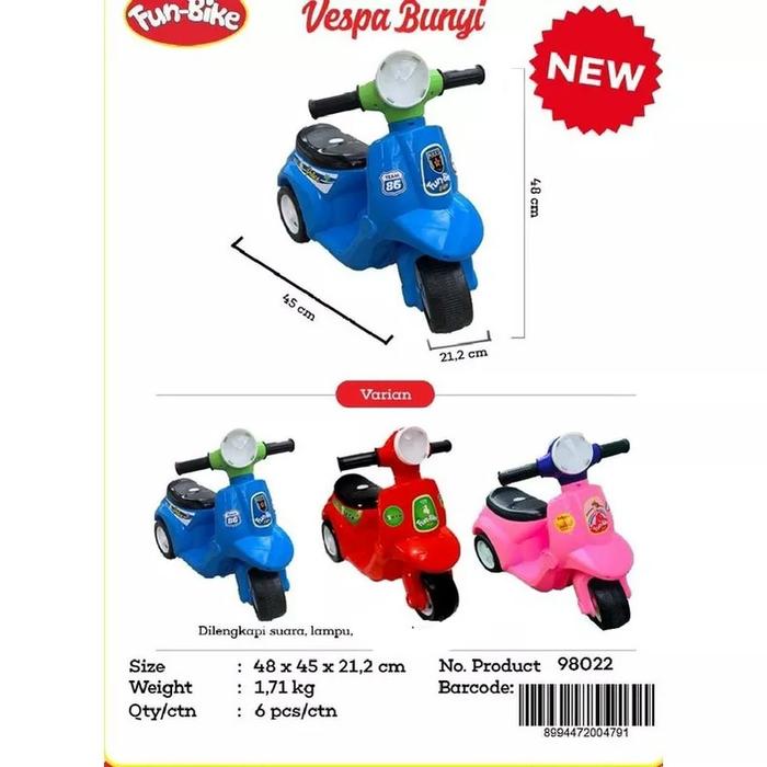 Gambar Vespa Anak Fun Bike Music Light dari Jaya 77 Toys Kab. Tangerang Tokopedia