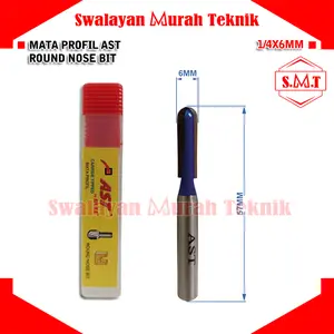 AST Mata Profil Router Trimer Kayu 1/4X6MM Round Nose Bit 6 MM