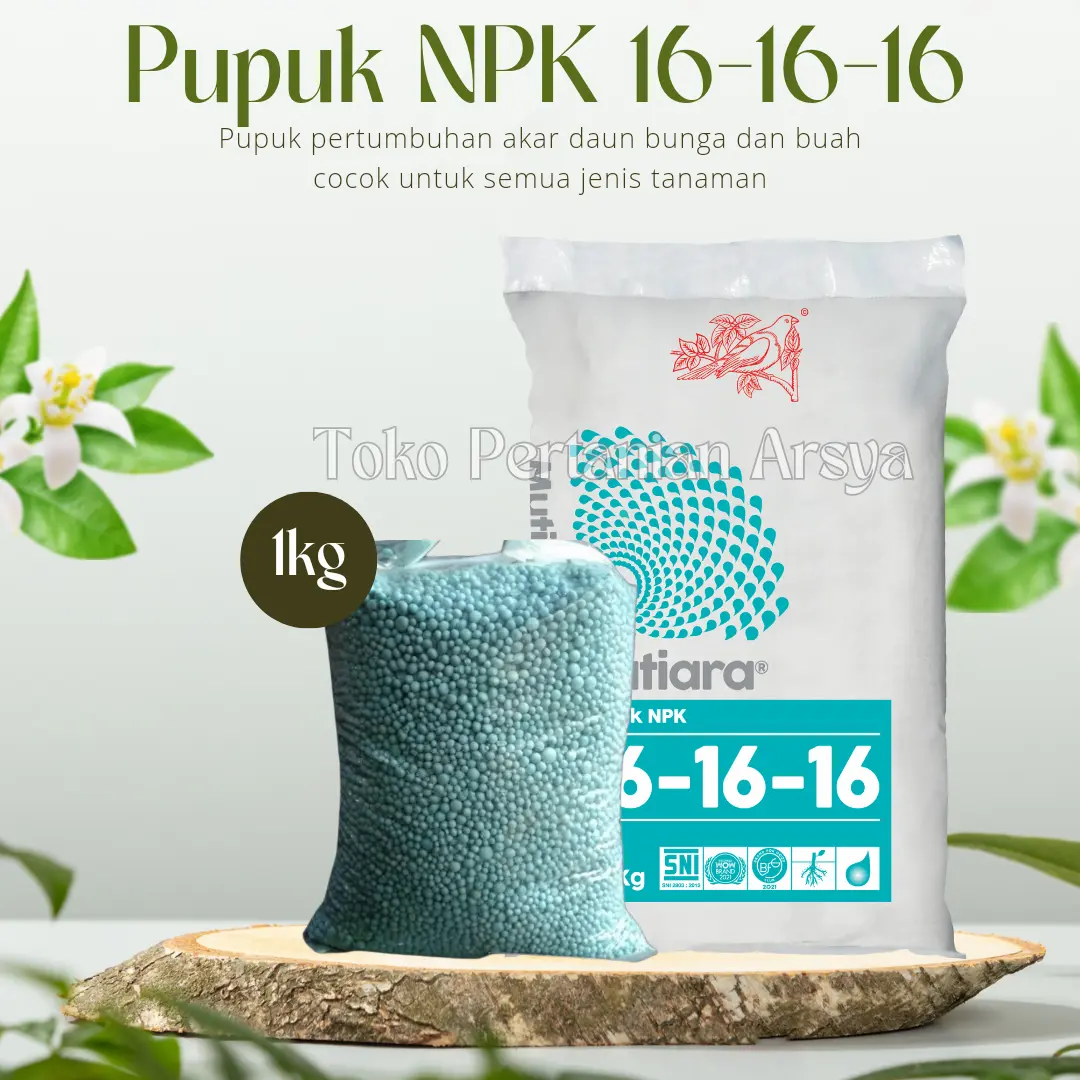 Pupuk NPK Mutiara 16 16 16 Kemasan 1000 Gram