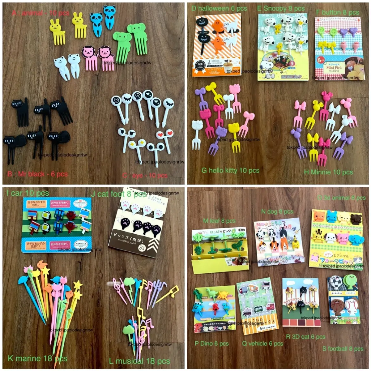 Garpu bento anak buah tusukan motif lucu karakter set mini murah 3D Alat Makan
