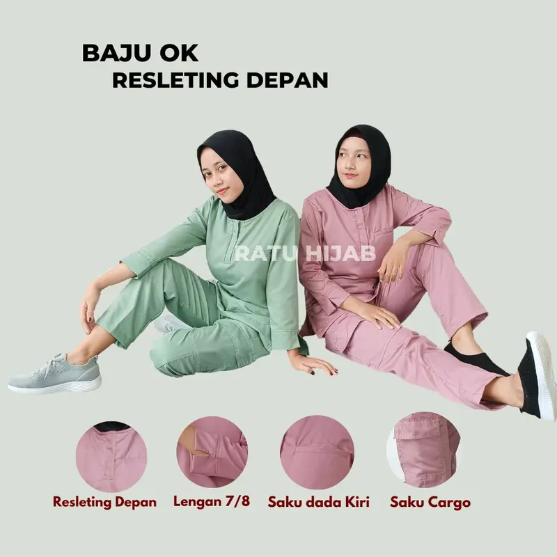 Baju OK OKA RESLETING DEPAN Lengan 7/8 Dokter Petugas medis Perawat 0