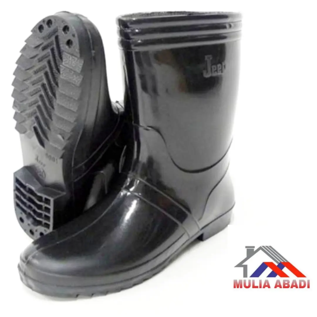 SEPATU BOT JEEP KARET HITAM PENDEK / UNTUK PROYEK ANTI AIR