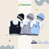 Gambar BANANA Setelan Rompi Rajut Bayi Laki - Laki Bordir Dino + Topi - Biru Muda, S dari BANANA Official Store Kota Administrasi Jakarta Timur 1 Tokopedia