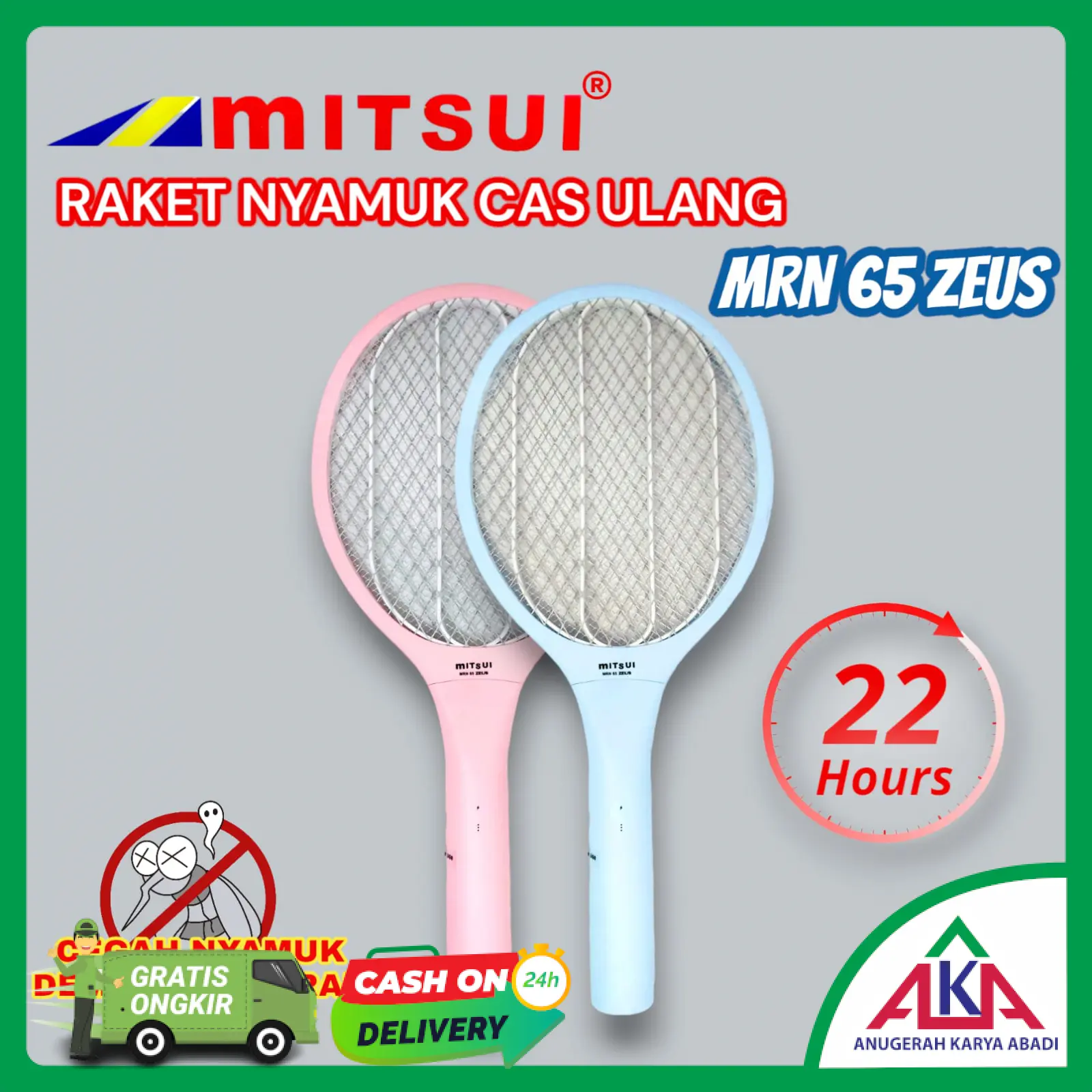 Raket Nyamuk Cas Ulang MITSUI MRN Series Rechargeable Setrum Kuat