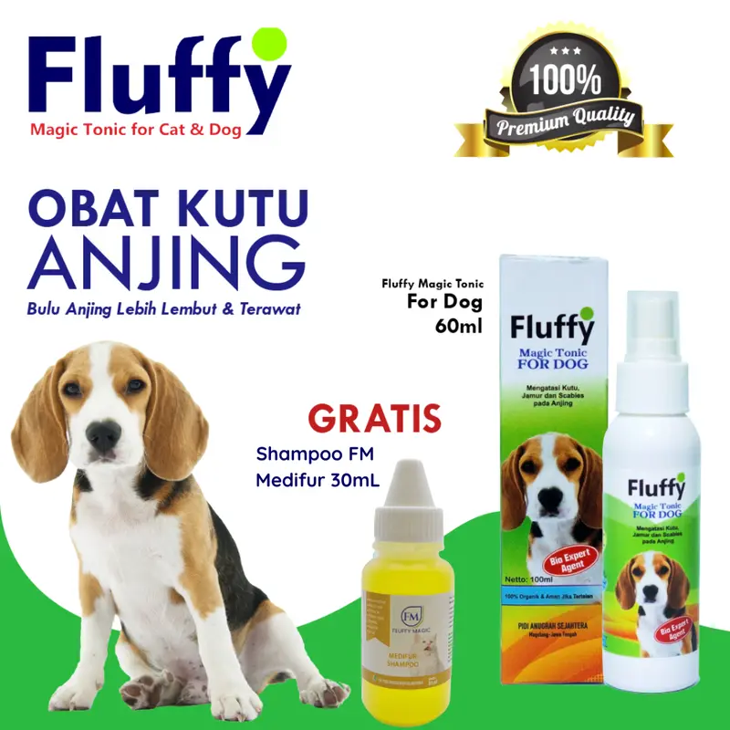 Fluffy Magic Obat Kutu Anjing, Jamur, Scabies & Pelebat Bulu Anjing