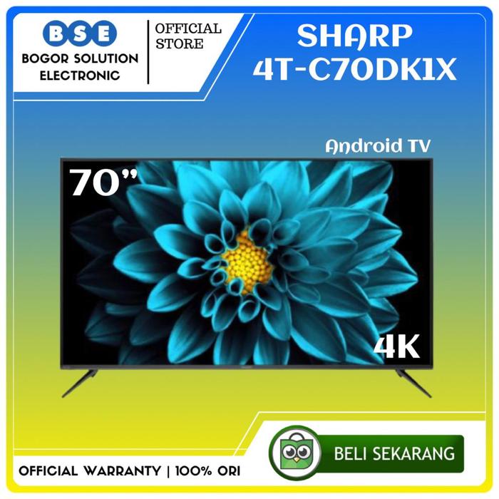 Gambar TV Android Sharp 70 Inch 4T-C70DK1X 4K Android TV 70 Sharp 70DK1X 70" dari Bogor Solution Electronic Kota Bogor Tokopedia