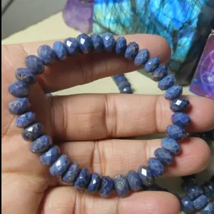 Bracelet / Gelang Natural Blue Sapphire Rondelle Faceted 8-9 mm