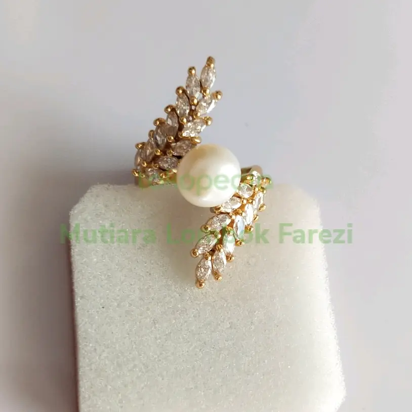 Cincin Mutiara Air Tawar asli Lombok bahan Rodium 186