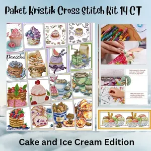 Paket Kristik Sulam DIY Cross Stitch Jahit DMC - bon appetit