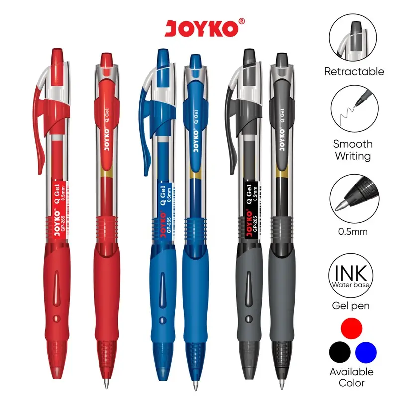 Pulpen Gel Joyko GP-265 Q-Gel 0.5mm / Pulpen Joyko Q-Gel ( ECER ) 6