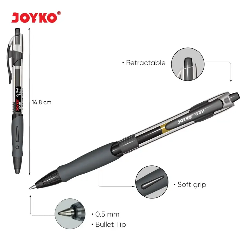 Pulpen Gel Joyko GP-265 Q-Gel 0.5mm / Pulpen Joyko Q-Gel ( ECER ) 1
