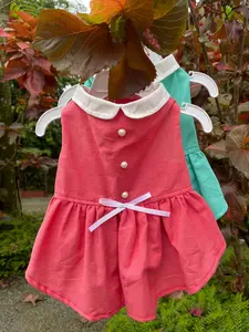 dress linen pearl dress untuk anjing dan kucing bahan adem model lucu