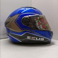 Gambar Helm Zeus ZS-811C Yamaha Blue Al17 Black FullFace Visor Flat New!! - M dari Bike Master Kota Bandung 2 Tokopedia