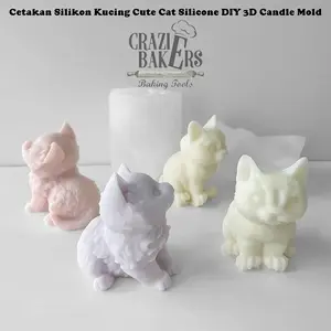 Cetakan Silikon Kucing Cute Cat Silicone DIY 3D Candle Mold