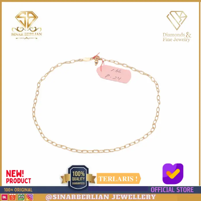 SBJ - gelang kaki emas kuning perhiasan emas asli 375 GMM16624