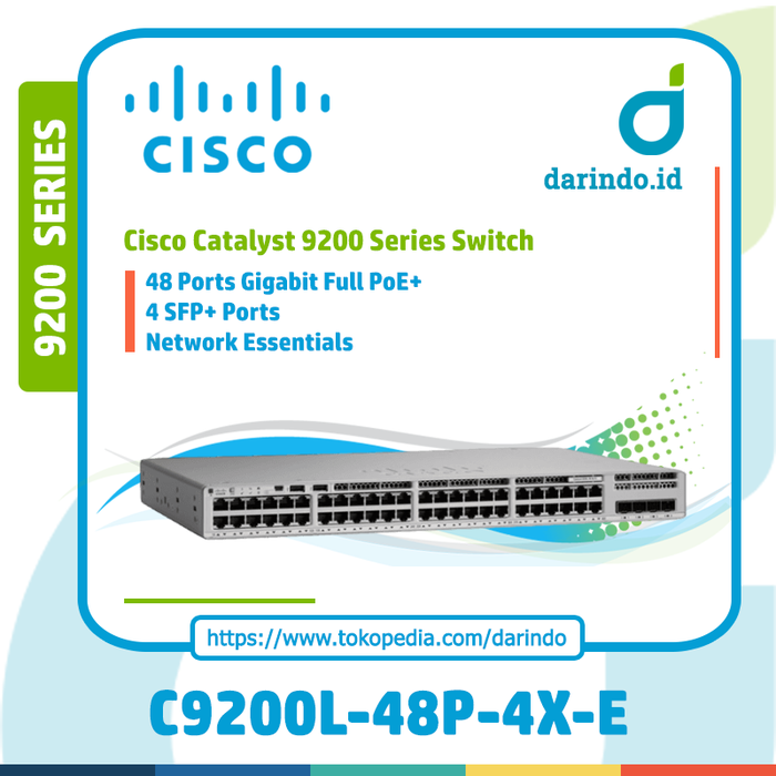 Jual Cisco C9200L-48P-4X-E Catalyst 9200 Series Switch + Smart Net ...