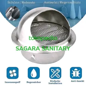 tutup cooker hood dinding 6 in exhaust stainless wall air vent 6"