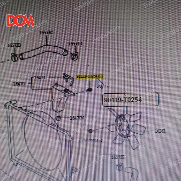 Gambar Po bolt tabung reservoir radiator, baut pengikat innova lama dari toyota duta cendana Kab. Cianjur Tokopedia