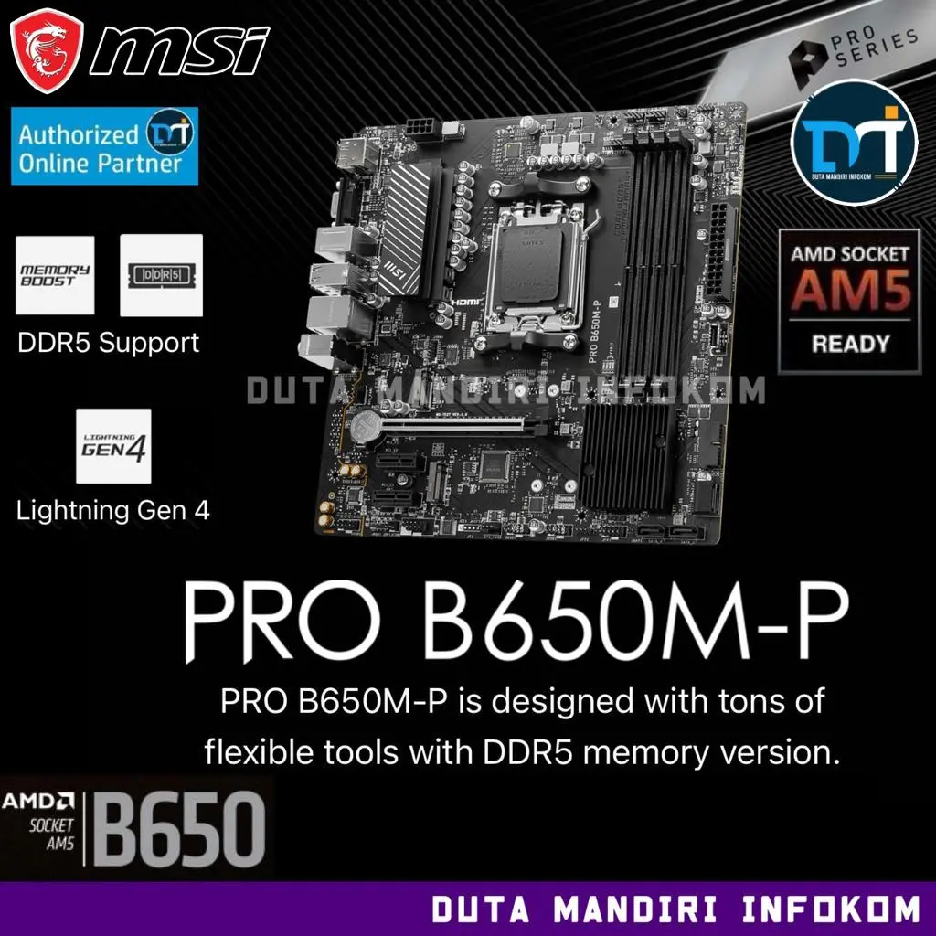 MSI PRO B650M-P - [Socket Ryzen AM5, AMD B650, DDR5, SATAIII, USB3.2, m-ATX]