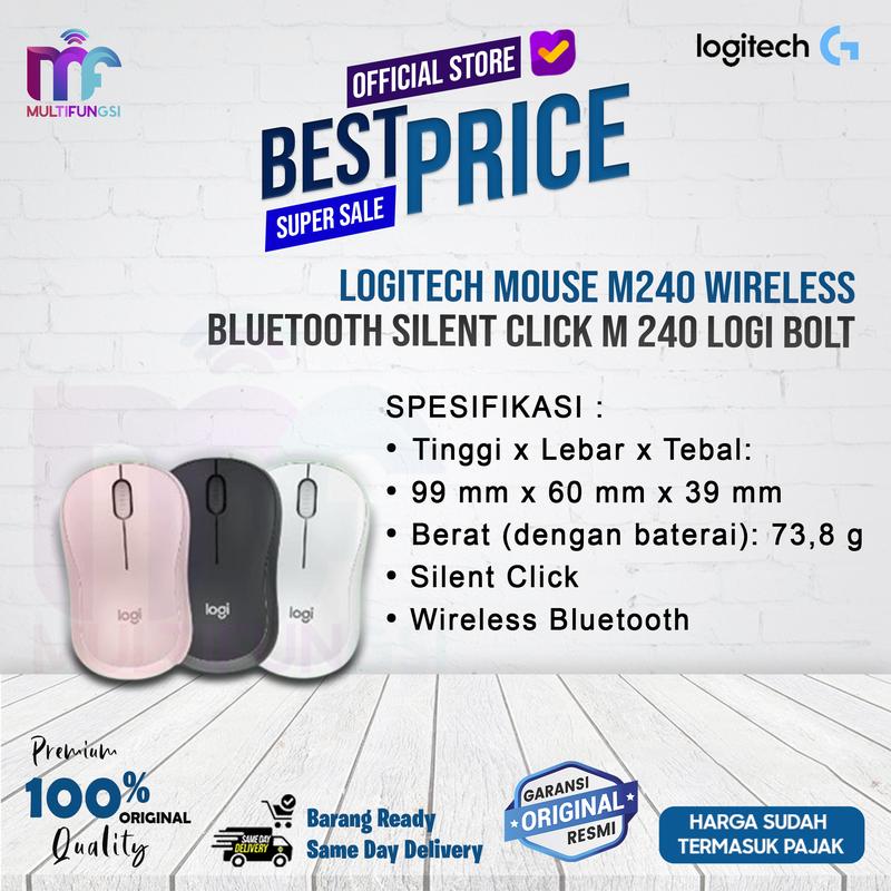 Logitech Mouse M240 Wireless Bluetooth Silent Click M-240 Logi Bolt 0