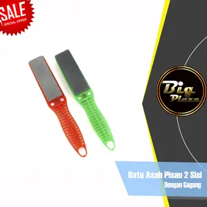 Batu Asah Pisau 2 Sisi Dengan Gagang Pengasah Pisau Serbaguna 0896