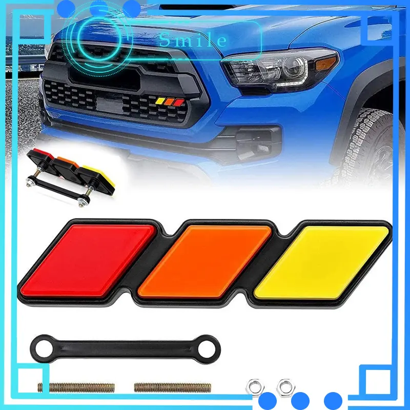 Tri-Color 3 Grille Badge Emblem Stickers Decals Auto Car Accessories