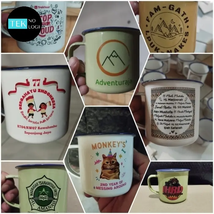 Gelas Cangkir Kaleng Enamel Souvenir Gelas Enamel Custom Desain Seng 4