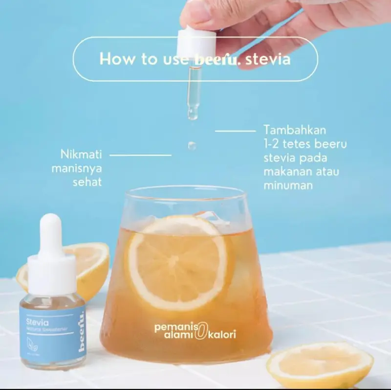 Beeru stevia sweetener 5ml 15ml - gula stevia tetes - pemanis alami pengganti gula 0 kalori 1