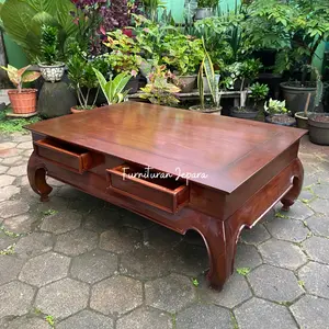 Meja Tamu Minimalis Jati Meja Ketapang Polos Laci Coffee Table